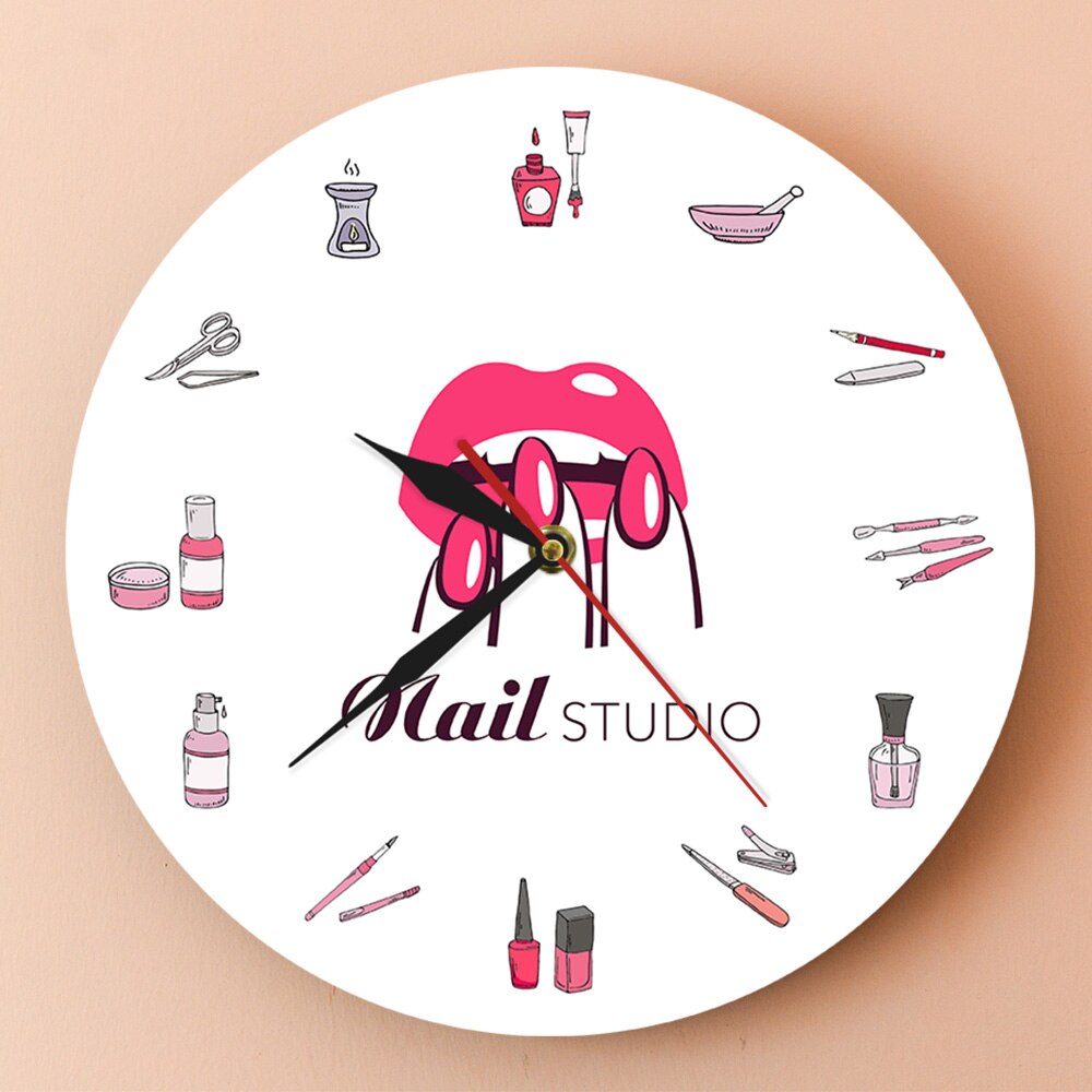 Reloj de pared para estudio de belleza de uñas, reloj de pared decorativo para salón de uñas, arte de pared de , idea de para Artista