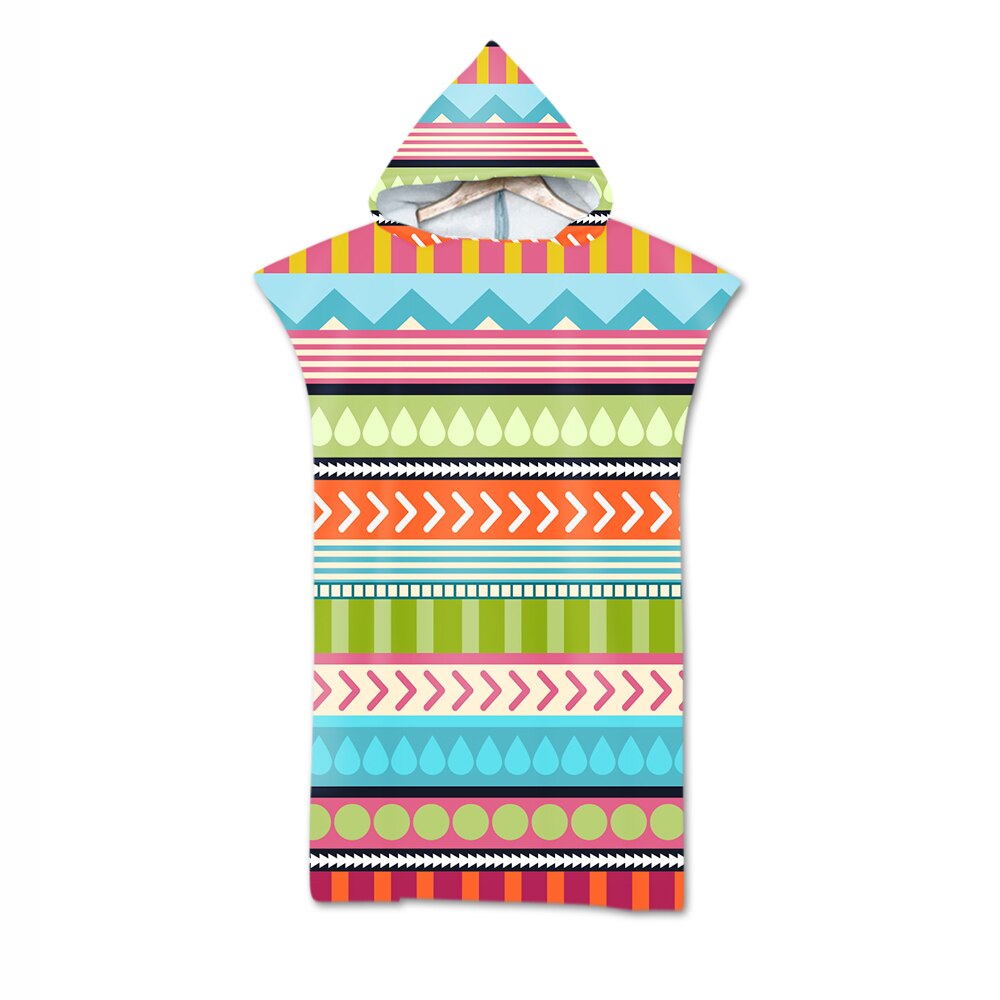 aztèque bohème géométrique Triangles Zigzags diamants rayures imprimer grand adulte Poncho à capuche piscine bain serviette de plage