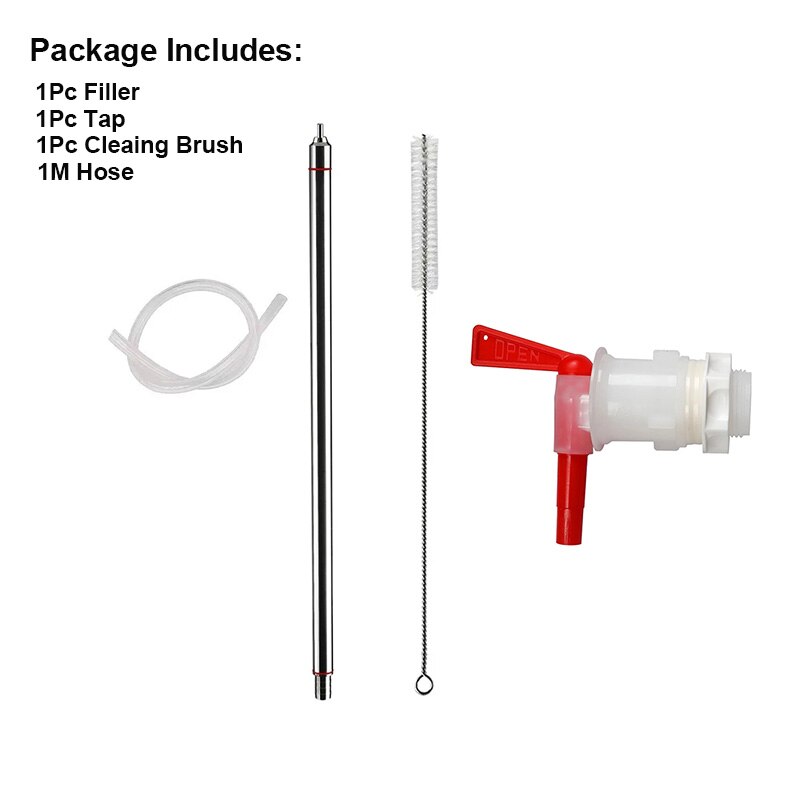 35cm Spring Load Beer Bottle Filler Kit,Bottling Bucket Spigot &amp;Brush &amp; 1M Hose,Stainless Steel Wine Transfer Tools For Homebrew