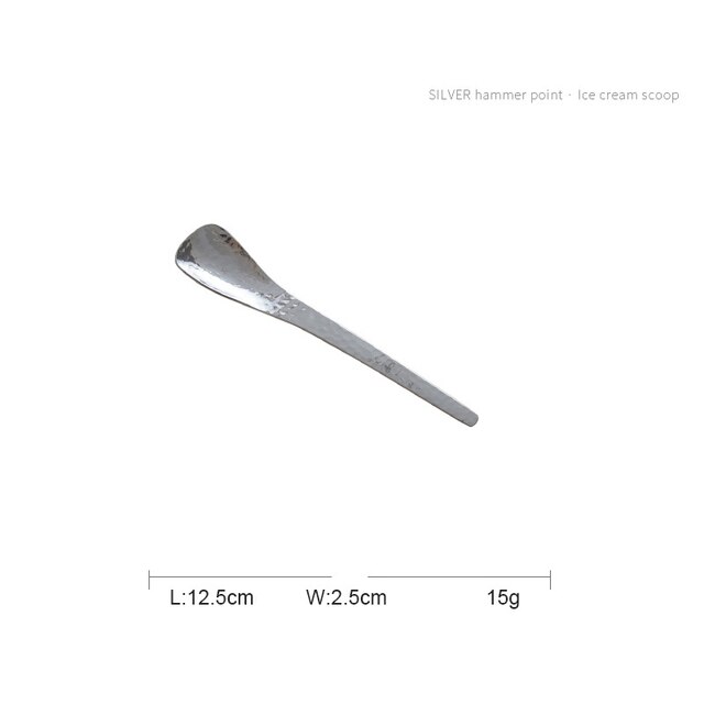 304 japanischen Stil Metall Geschirr Hammer Gittergewebe Löffel Kuchen Obst Gabel Edelstahl Nachtisch Kaffee Löffel Teelöffel: Silber- Löffel