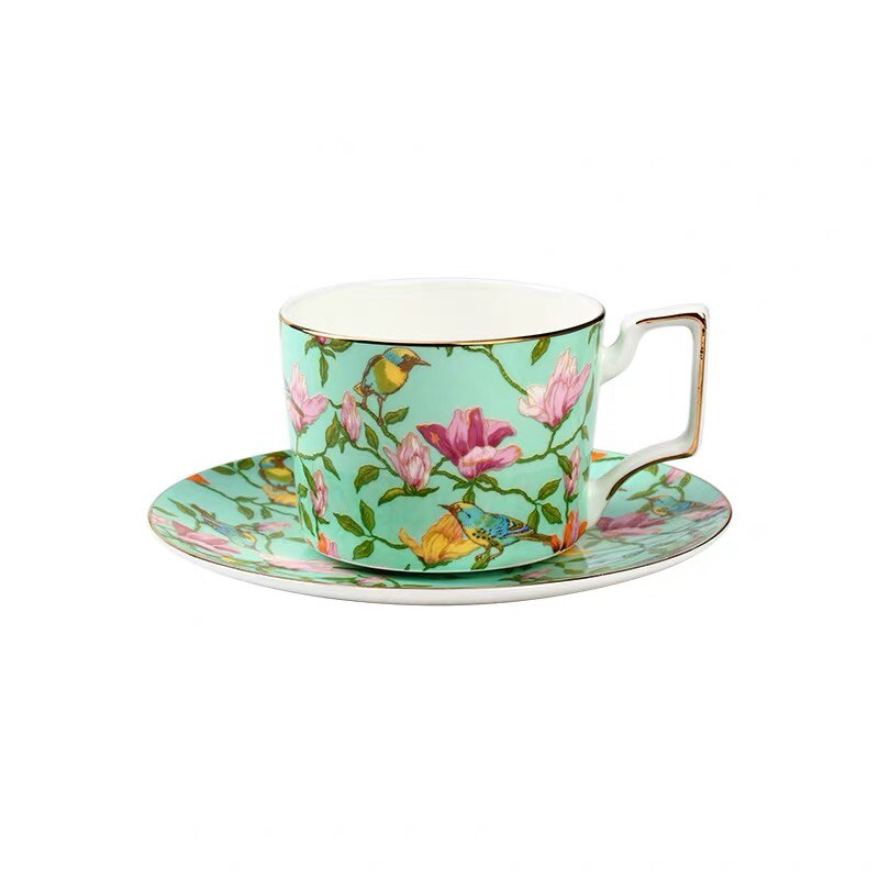 Tasse à café en céramique avec soucoupe, ensemble européen de thé rouge de grande capacité, de , pour eau et lait: green