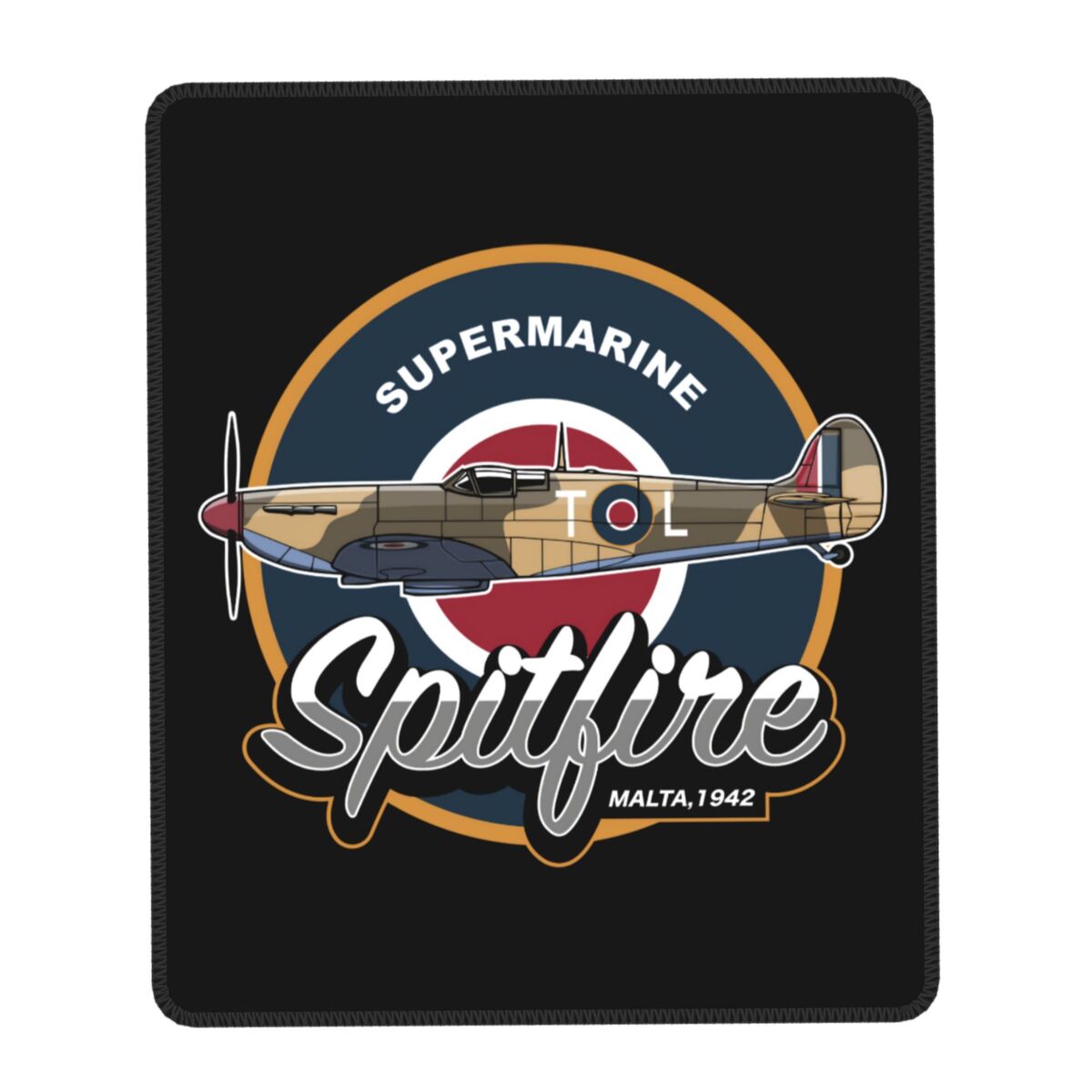 Alfombrilla de ratón para juegos Supermarine Spitfire, alfombrilla de goma antideslizante para ratón, piloto de combate, avión, decoración de oficina, alfombrilla para mesa de ordenador: M / Azul marino
