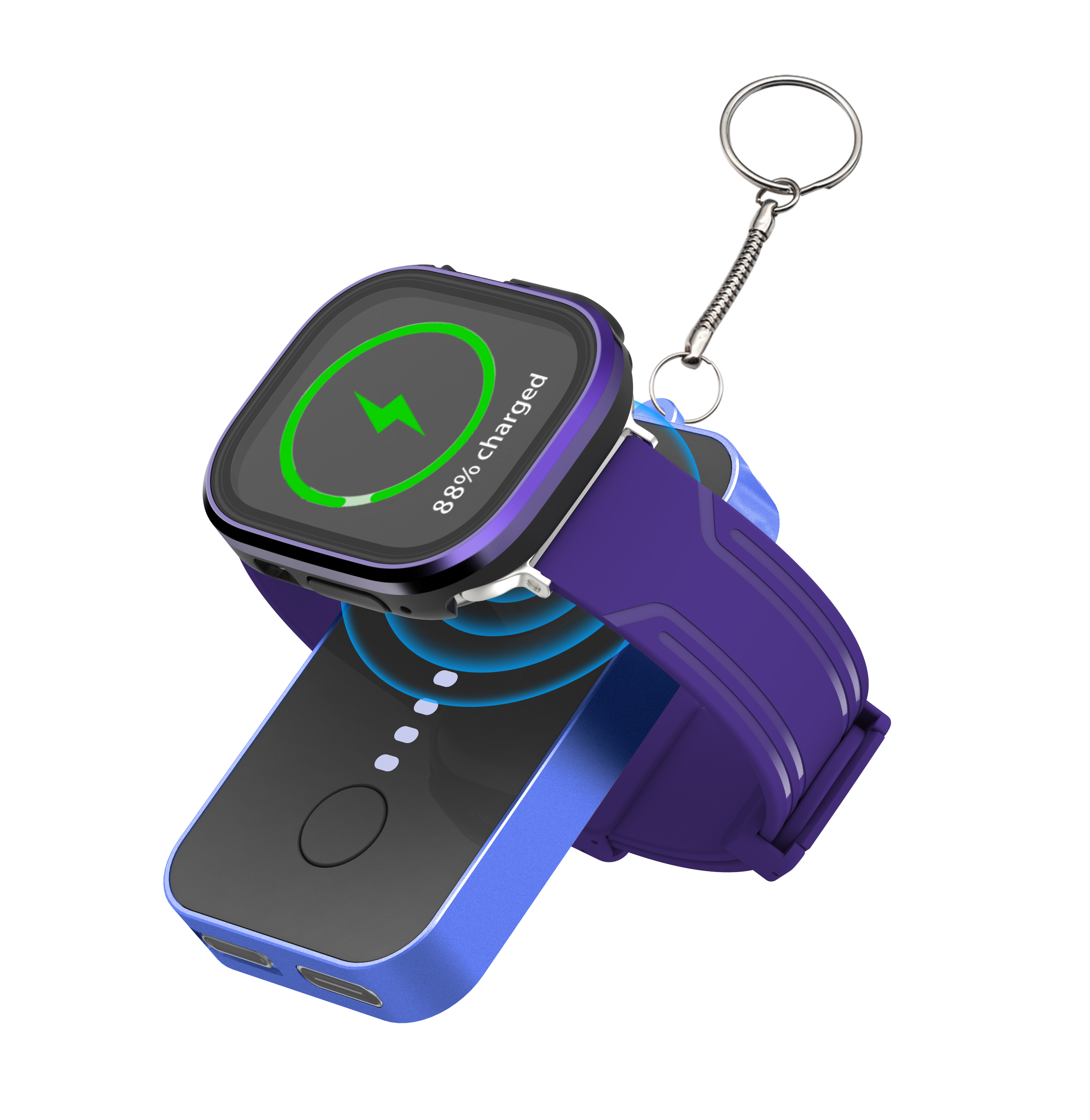 Magnetisk trådlös laddare för apple watch 10 9 8 7 6 5 4 se 1200 mah bärbar usb typ c magnetisk snabbladdare för iwatch ultra 2: Blå rosa