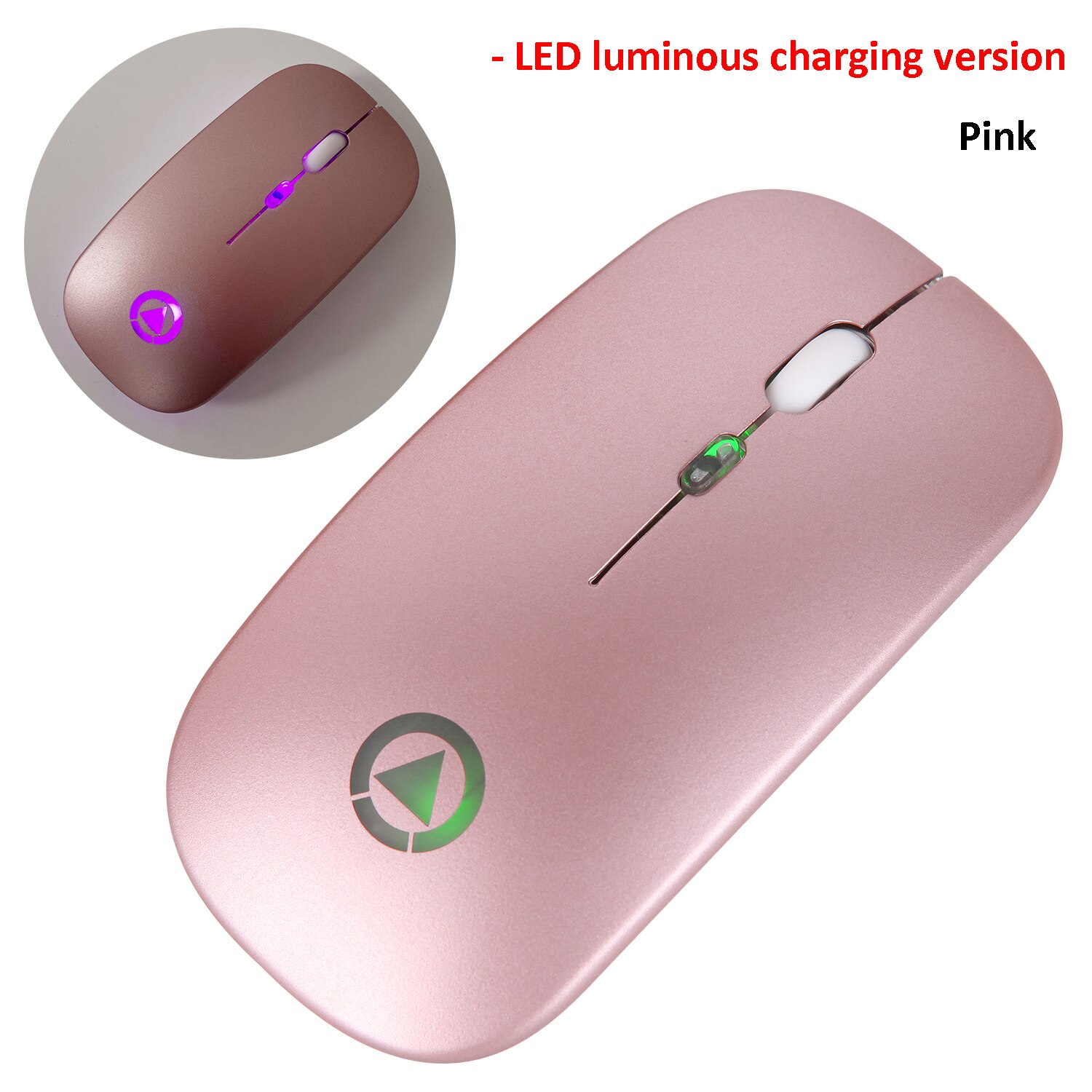 Ultra-thin LED Light Rechargeable & Battery Mouse 2.4GHz Digital Wireless Mute USB Optical Ergonomic Game Mouse Laptop Computer: Style A - Pink