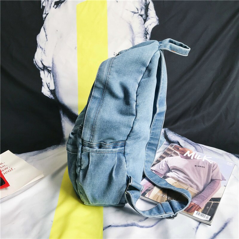 Denim moda lona mochila feminina azul sacos de viagem para adolescentes meninas sacos de escola feminino grande capacidade alta qualidade