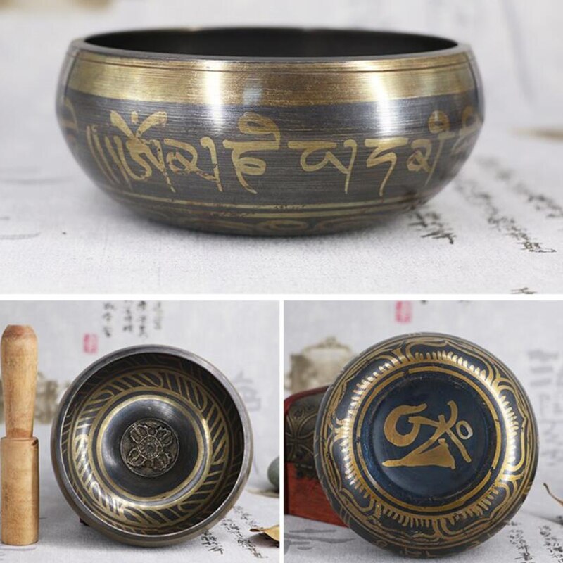 Handmade Buddha Sound Bowl Therapy Zen Yoga Meditation Singing Bowl Nepal Tibet Prayer Bowl Metal Craft Home Decor Ornaments