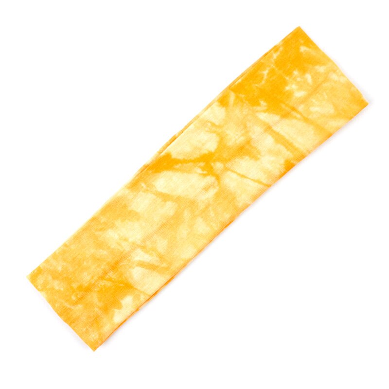 Geebro Women's Tie Dye Elastic Headband Summer Cotton Soft Stretch Turban Headband For Girls Flat Hair Bands Hair Accessory: Yellow