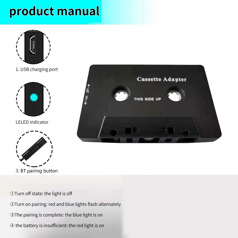 Converti l&#39;adattatore per cassetta telefoniche per risposta auto ricarica USB compatibile con Bluetooth per la cassetta dell&#39;adattatore musicale stereo Aux