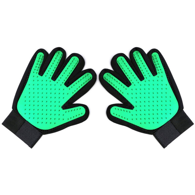 Gants de toilettage pour chats, peigne pour animaux, brosse de bain pour animaux de compagnie, Massage pour chiens, fournitures de nettoyage pour animaux de compagnie: left hand / green