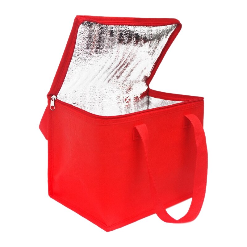 Foldable Large Cooler Bag Portable Food Cake Insulated Bag Aluminum Foil Thermal Box Waterproof Ice Pack Lunch Box Bag: Red