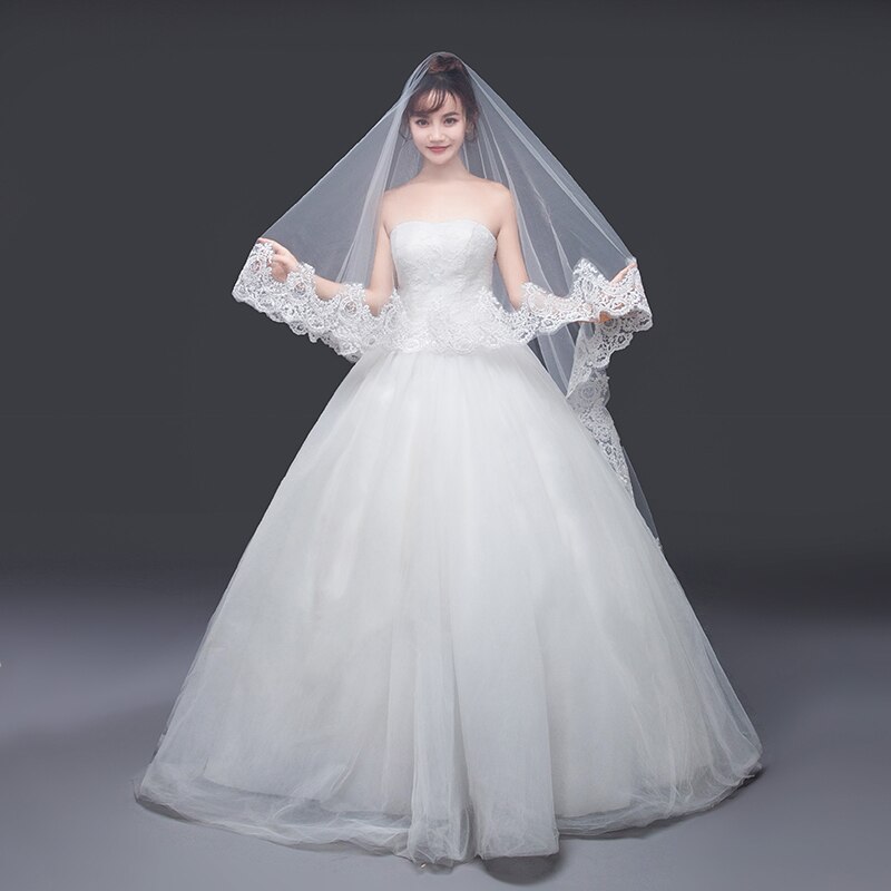 2018 nuovo Disegno Velo Da Sposa Appliques Del Merletto Accessori Da Sposa Cattedrale Bianco 3m di Lunghezza voilà Matrimonio Velo Da Sposa, Senza Pettine