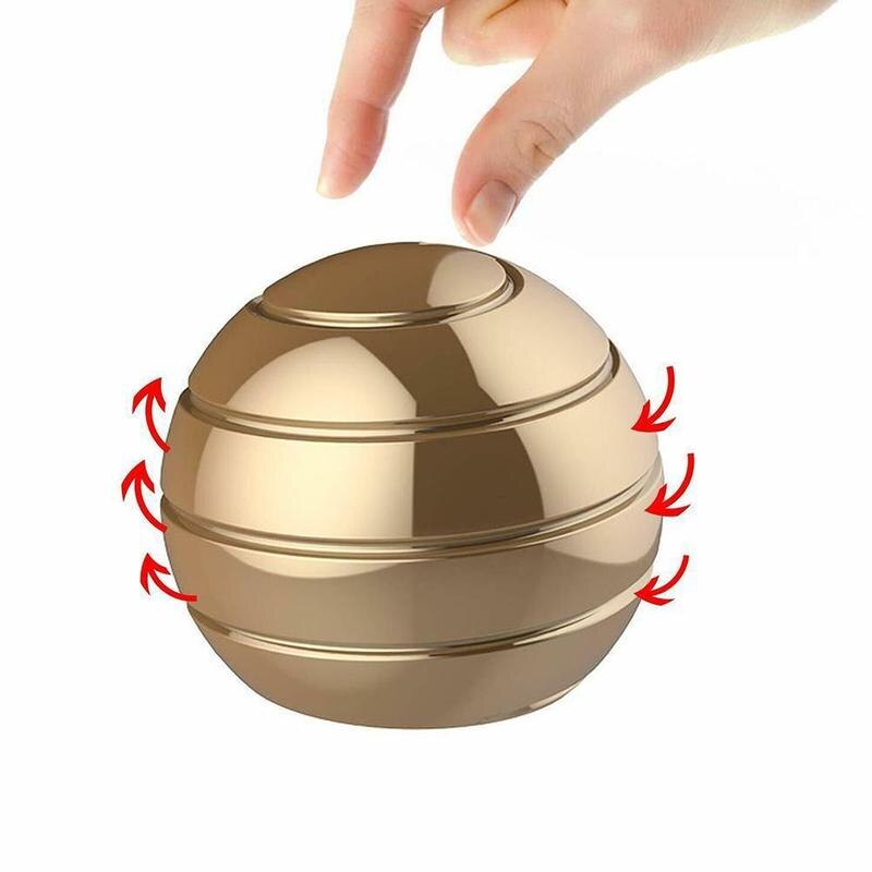 Desktop Decompression Rotating Spherical Gyroscope Gyro Toy Illusion Flowing Desk Optical Toy For Adult Finger Metal U2I4