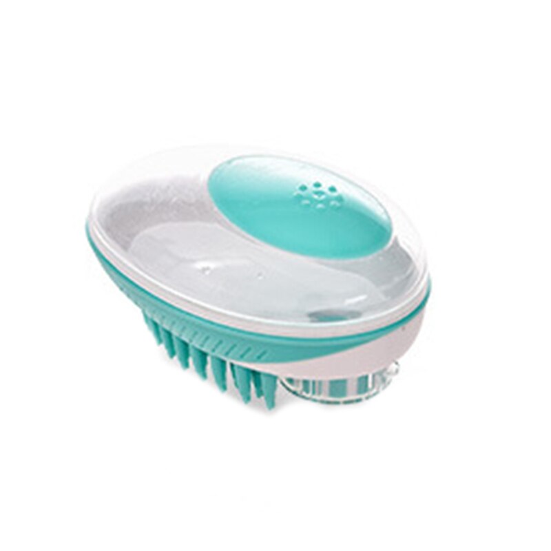 Cepillo de baño 2 en 1 para mascotas, cepillo de masaje de silicona para perros y gatos, aseo para el pelo, herramienta de limpieza para perros, suministros para mascotas: Verde