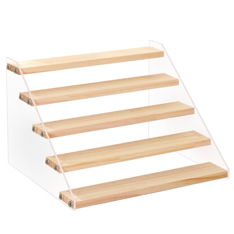 L21A Multifloor Clear Acrylic Trapezoid Display Stand Jewelry Showcase Cosmetics: 5-Layer