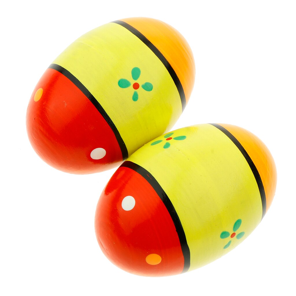 2 stk træ percussion musikalske æg maracas æg shakers børn legetøj  - 2 forskellige farver: B