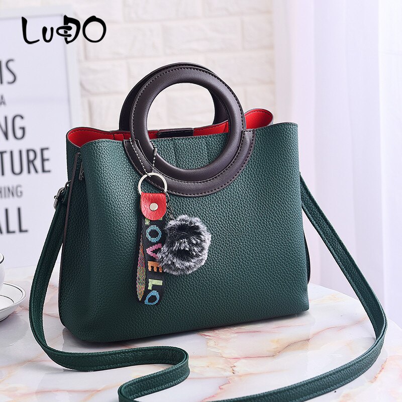 Litchi Pattern Soft PU Leather Women Handbag Two Pieces Female Shoulder Bag Girls Messenger bag Casual Women Bag Bolsos Femina