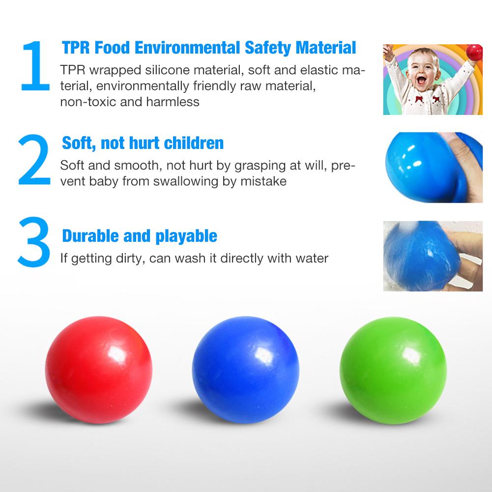 Sticky Wall Ball Wall Sucking Ball Funny Decompression Ball For Adults Relieve Stress Ease Emotions Exercise Baby Cognitive