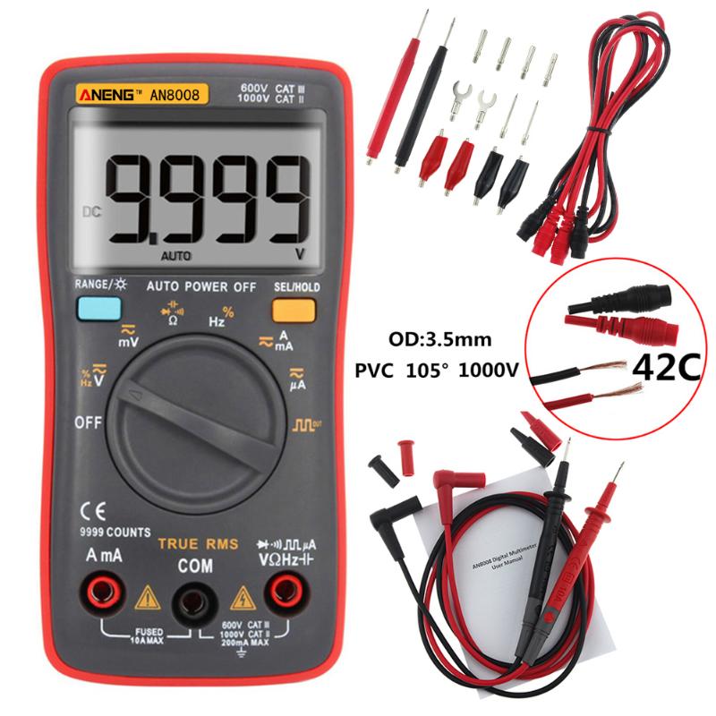 ANENG AN8008 Multimeter 9999 Count Backlight AC / DC Ammeter Transistor Tester Capacitance Tester Automotive Electrical Tester