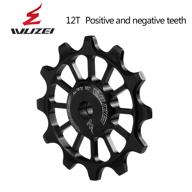 WUZEI — 2 pièces, roue dentée et galet pour dérailleur arrière, à 11, 12 et 13 dents, en céramique et alliage aluminium, pour vtt, guide poulies en céramique: 12T black