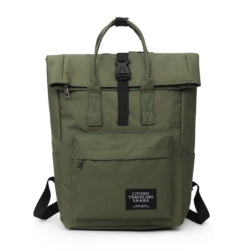 Crossten Lady&#39;s Leisure Shoulder bag 15 inch Laptop Backpack Woman Canvas Roll Top Travel bag USB Charging Port Schoolbag: Green