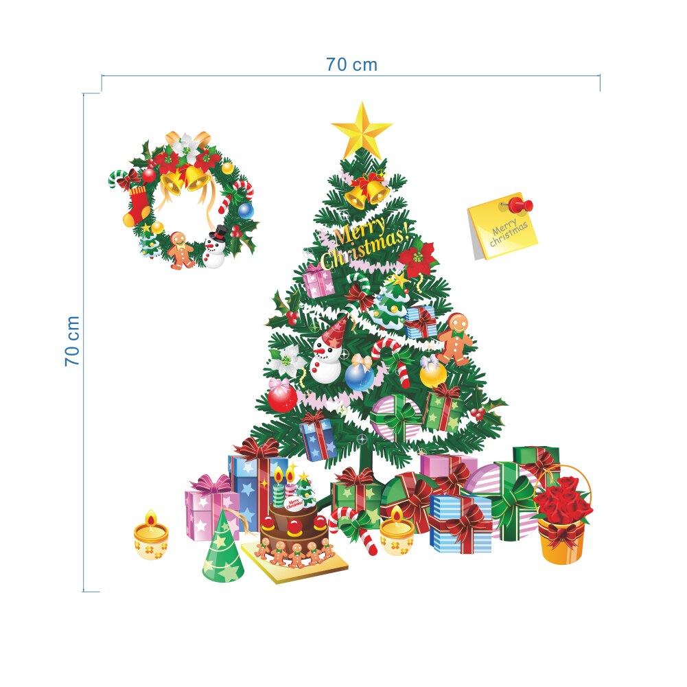 Merry Christmas Tree Glass Window Wall Stickers For Home Decor Happy Year Stickers Festival Removable Mural Art Wallpaper