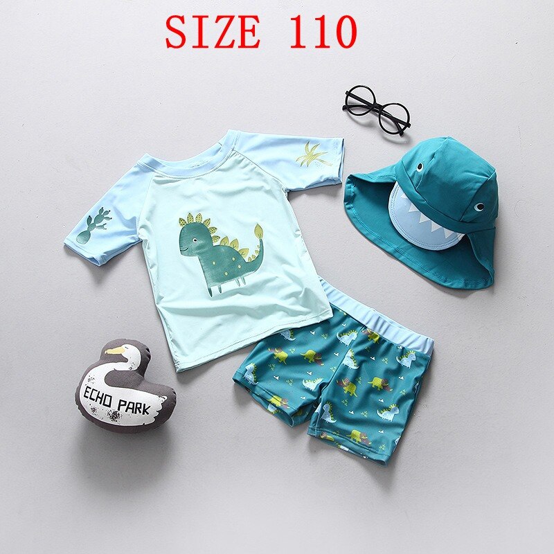 Children Swimming Suit Lizard Print Swimsuit Boy 3 Pieces Baby Bath Clothes UPF50+ Anti-UV Sunblock Beach Kids Swimwear for Boys: SIZE 110