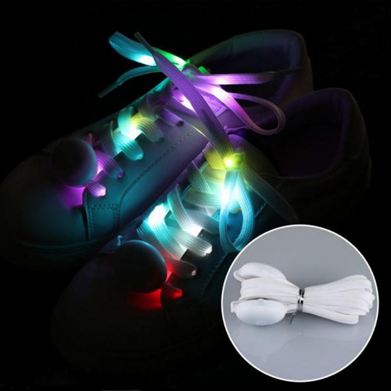 LED clignotant lacet multicolore lueur couleur changeante lacet nuit en cours d'exécution étanche Shoestrings 120 cm longueur: changeable 7 colors