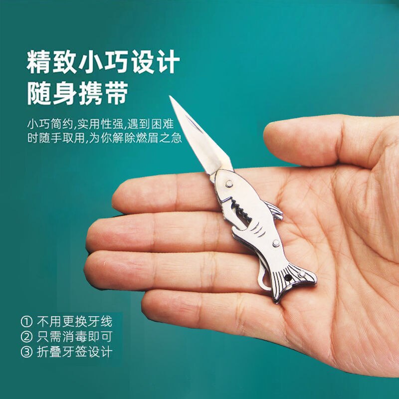Hoogwaardige Tandenstoker Rvs Floss Pick Tand Draagbare Ultra-Fijne Haak Flesopener