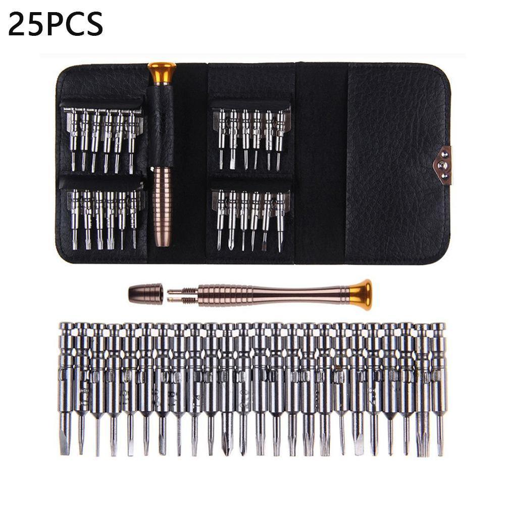 25 in 1 Screwdriver Magnetic Wallet Leather Case Screwdriver Kit Tools Repair Precision Glasses Phone Set For Cell Watch I0G1: Default Title