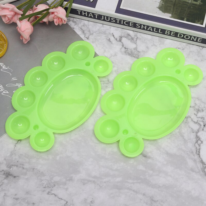 2pcs Footprint Shape Plastic Palette Art Paint Plastic Drawing Tray Color Palette For Oil Watercolour White Painting Pallet: GN