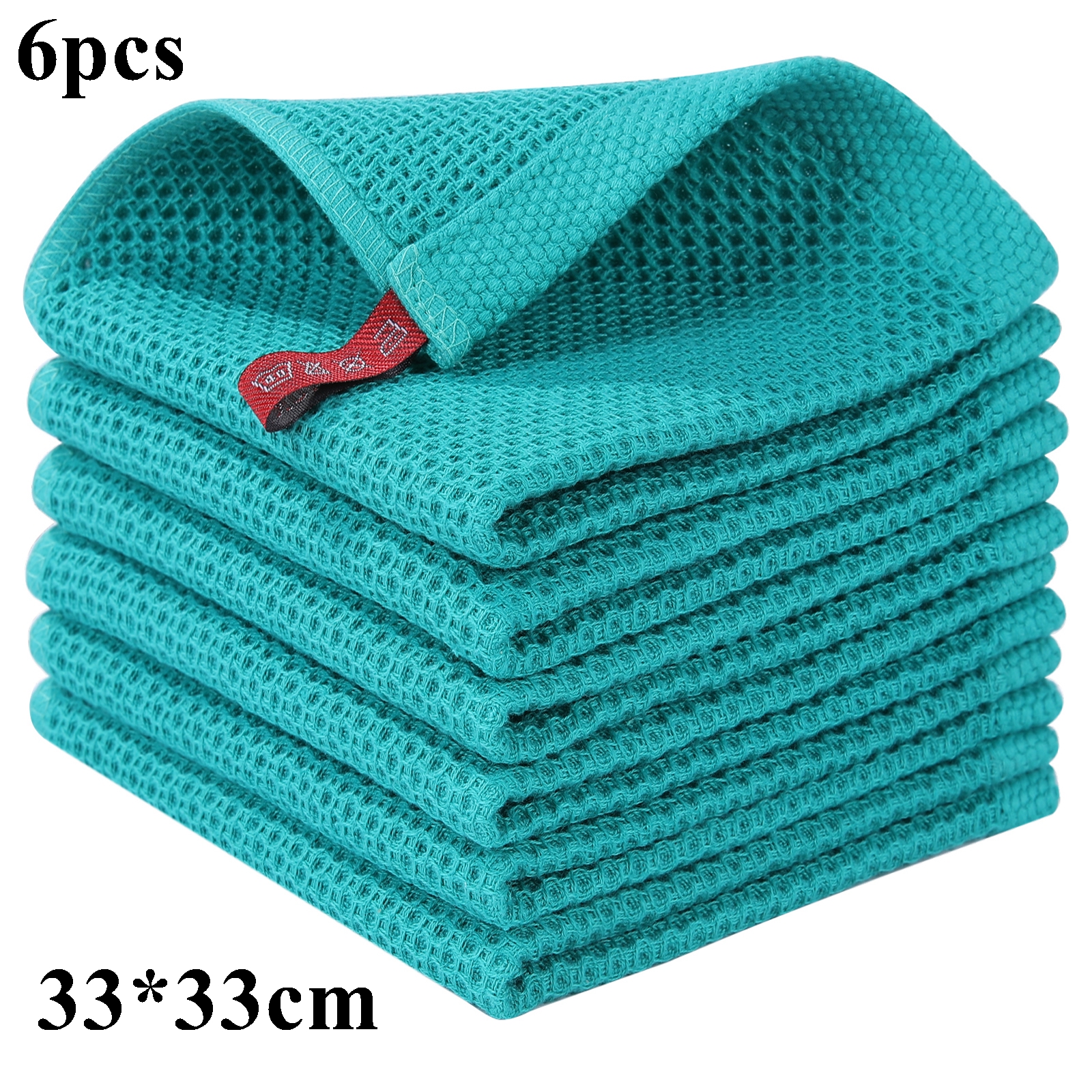 Homaxy 4/6Pcs Cotton Kitchen Towels Ultra Soft Dishcloth Magic Cleaning Cloth Absorbent Cleaning Towel Thickened Wipe Wash Towel: SKY BLUE