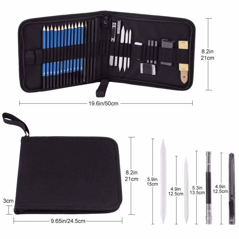 33 lápiz de la PC set dibujando lápices de dibujo Kit lápiz de madera de arte suministros de los estudiantes de la escuela lapices de dibujos
