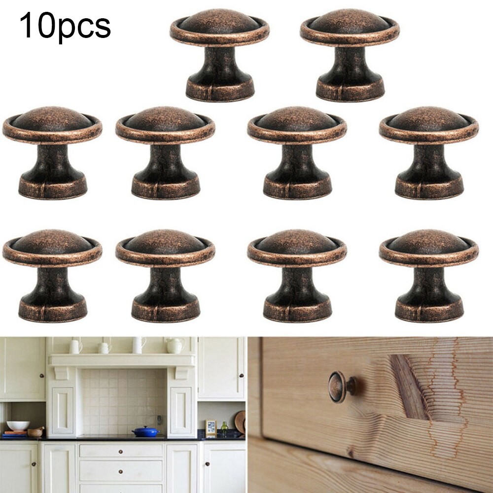 Brushed Copper Handle 10Pcs Door Knobs Kitchen Cabinet Drawer Furniture