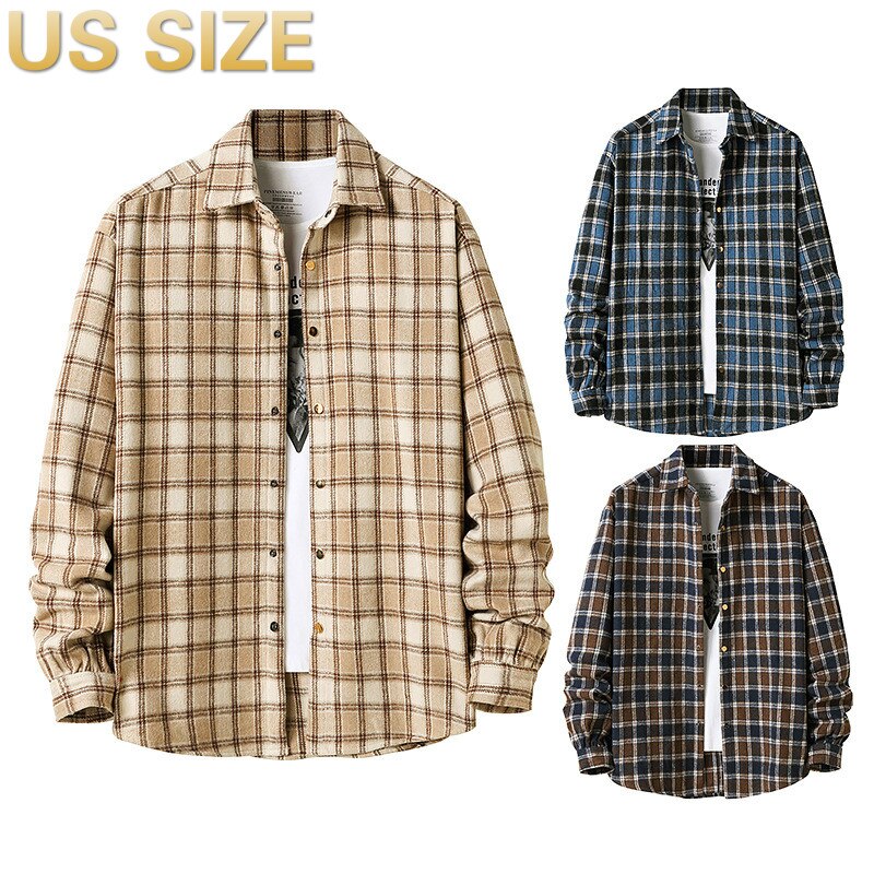 Men Flannel plaid shirt men's Casual Long Sleeve Shirt Soft Comfort Slim Fit Styles Brand Man Plus Size