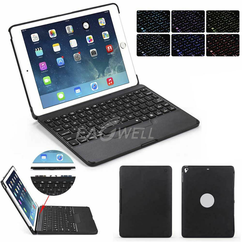 Backlit Draadloos Toetsenbord Voor Ipad 9.7 Inch 5th 6th Air1 Air2 Funda Case Toetsenbord Tablet Cover Voor Ipad pro 9.7 Inch: Black