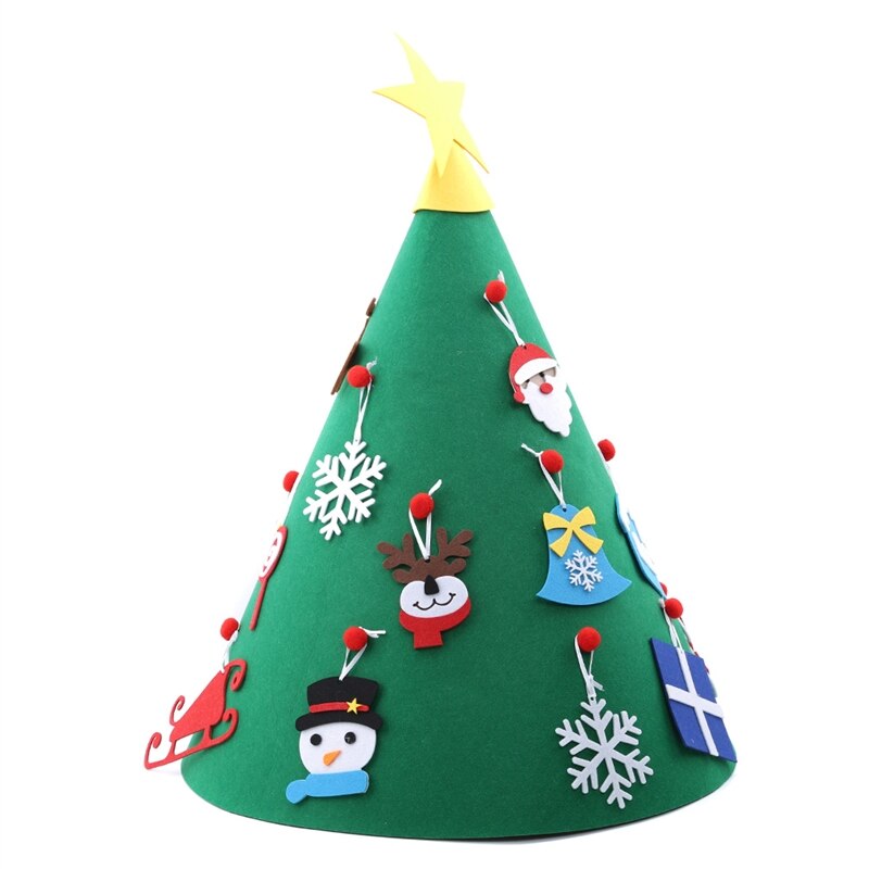 3D sapin de noël à monter soi-même nouvel an enfants jouet artificiel arbre décoration avec détachable suspendus ornements feutre arbre: Green