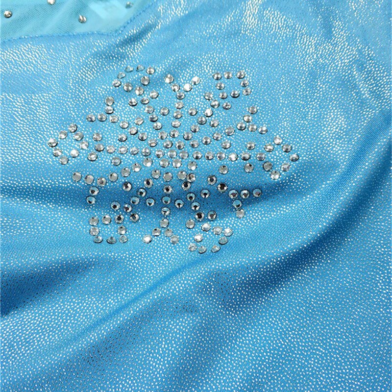 Strass barn flickor gymnastik trikå långa ärmar gnistrande snöflinga tyll skarv balett dans trikå jumpsuit bodysuits