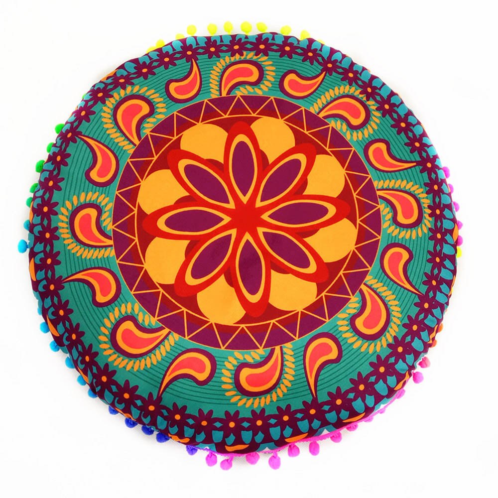 Kussensloop Indische Mandala Floor Kussens Ronde Bohemian Strand Kussen Kussens Cover Home Meditatie Kussensloop: C