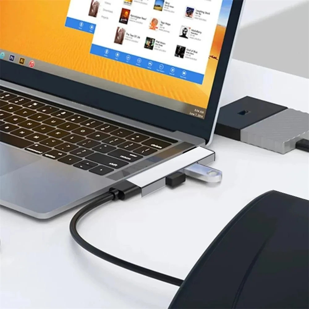 Usb-hub met 3 poorten, dockingstation, usb 3.0/ type  c 3.0 to , 3 usb-hubs, hoge snelheid 5.0 gbps, draagbare multiport-splitter voor macbook