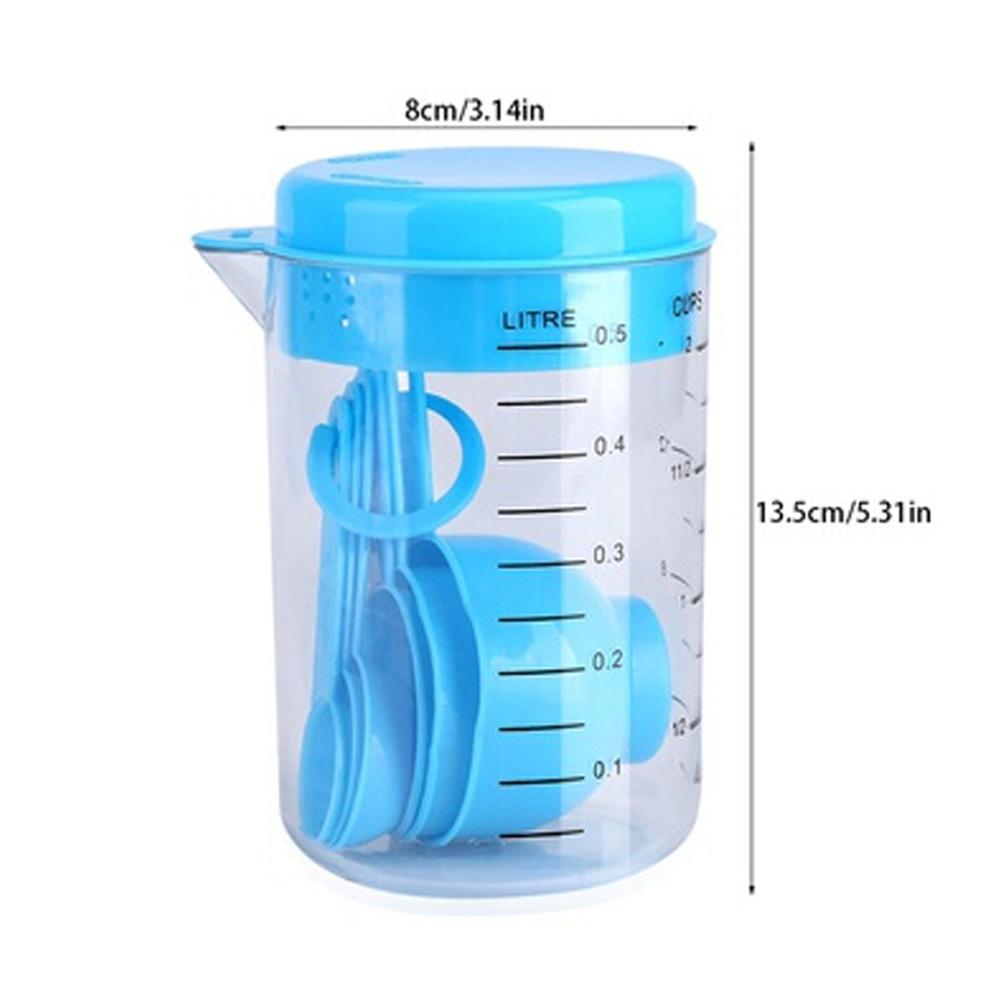 7 sztuk kuchenne miarki niebieski różowy kubek z miarką z tworzywa sztucznego łyżki zestawy stopniowane łyżki na pieczenie w kuchni kawy