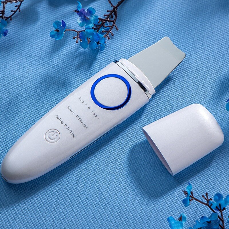 Ultrasonic Scraper Shovel Skin Purifier Clean Pores Exfoliating Shovel Face Machine Skin Scurbber Care Beauty Instrument: Blue