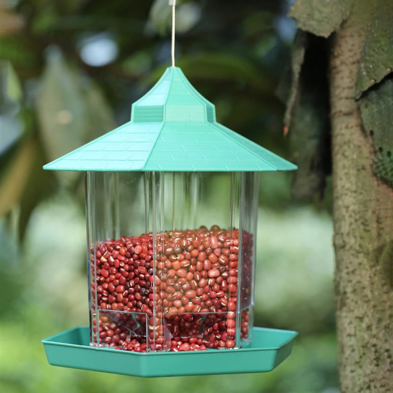 Hanging Wild Bird Feeder Outdoor Bird Feeders Food Container Gazebo Bird Feeder for Garden Yard Decoration and Kids