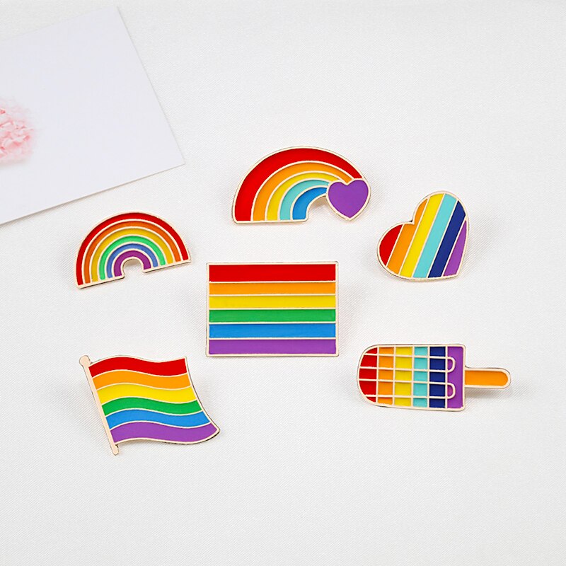 Creatieve LGBT Broche Regenboog Pins Kleurrijke Hart Vlag Vinger Email Revers Pin Lesbische Gay Pride Badge Cartoon Kleding Decoratie