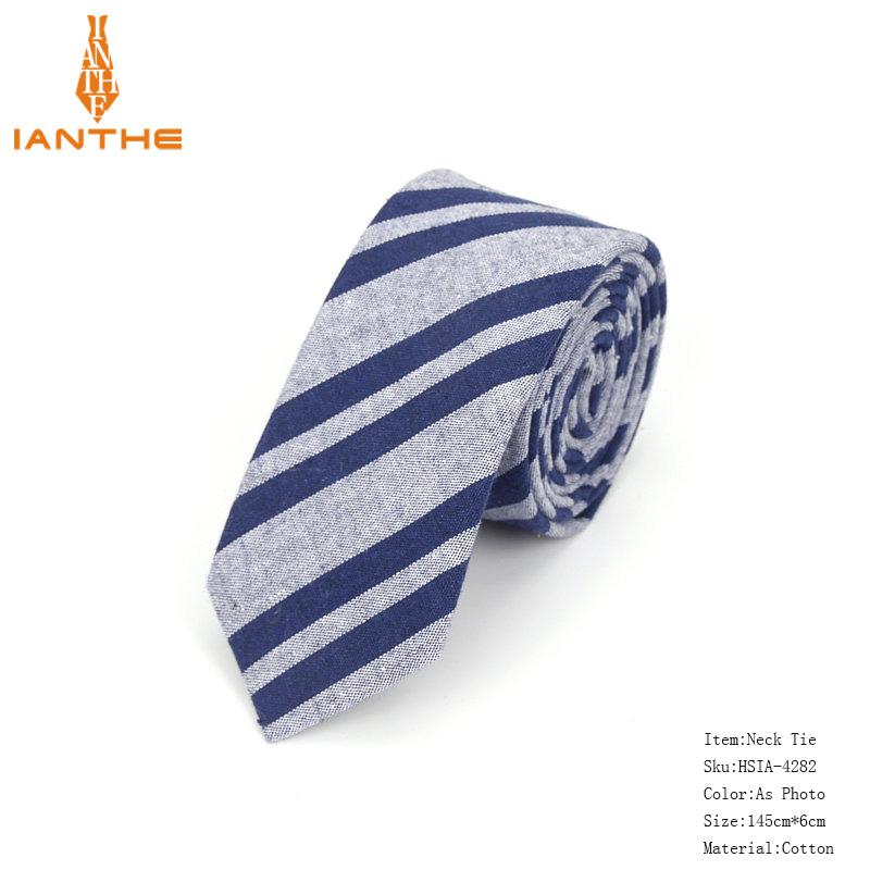 Mode Katoen Streep Stropdassen Voor Mannen Casual Plaid Stropdas Gravatas Corbatas Slanke Pak Vestidos Heren Stropdassen Party Narrow Neck Tie