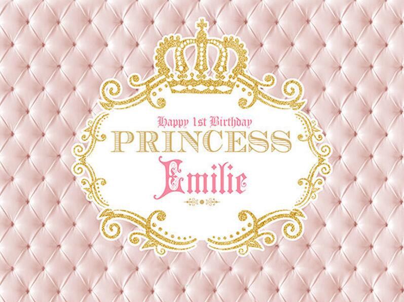 Sensfun Pink Gold Crown Birthday Backdrop - 7x5ft Vinyl/Polyester - Kids Party Studio Photography
