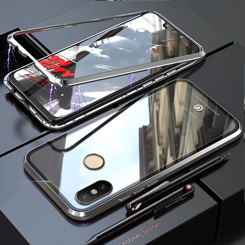 YonLinTan Coque cover Case Voor Xiao mi mi 8 se lite 8Se 8 Lite mi 8 metalen magnetische frame Gehard glas telefoon Terug gevallen: For Xiaomi 8 Se / Silver