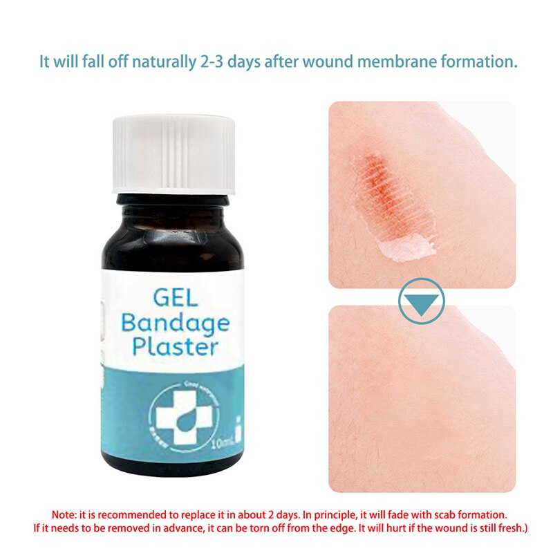 Tirita líquida transparente impermeable, Gel de vendaje Invisible, hemostasia, 10ml