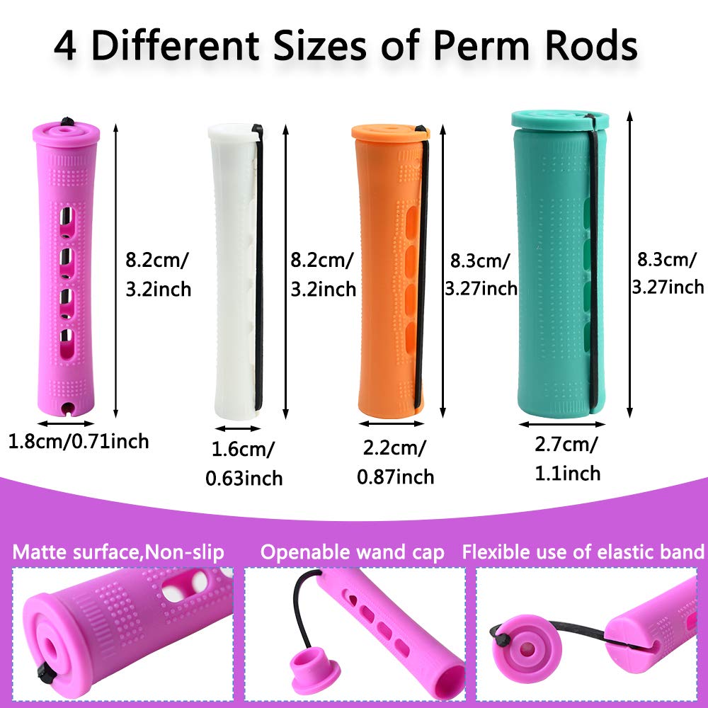 72 Pcs Hair Perm Rods Set, 4 Color Hair DIY Hairdr... – Grandado