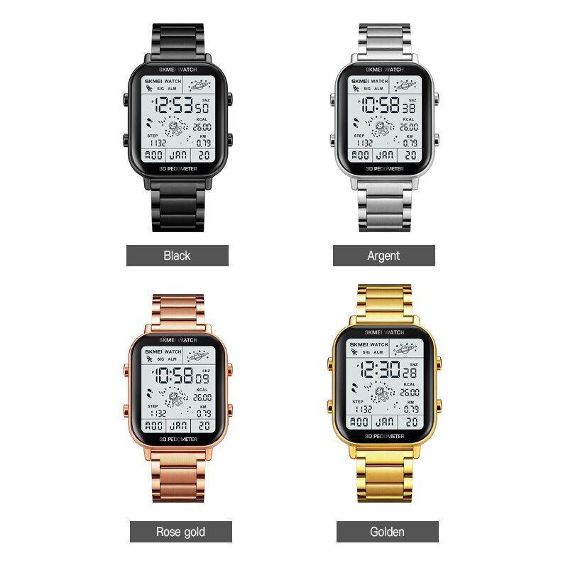 SKMEI-reloj deportivo Digital para hombre, cronómetro con pantalla de luz trasera, podómetro, cuenta atrás, calendario, cálculo de calorías