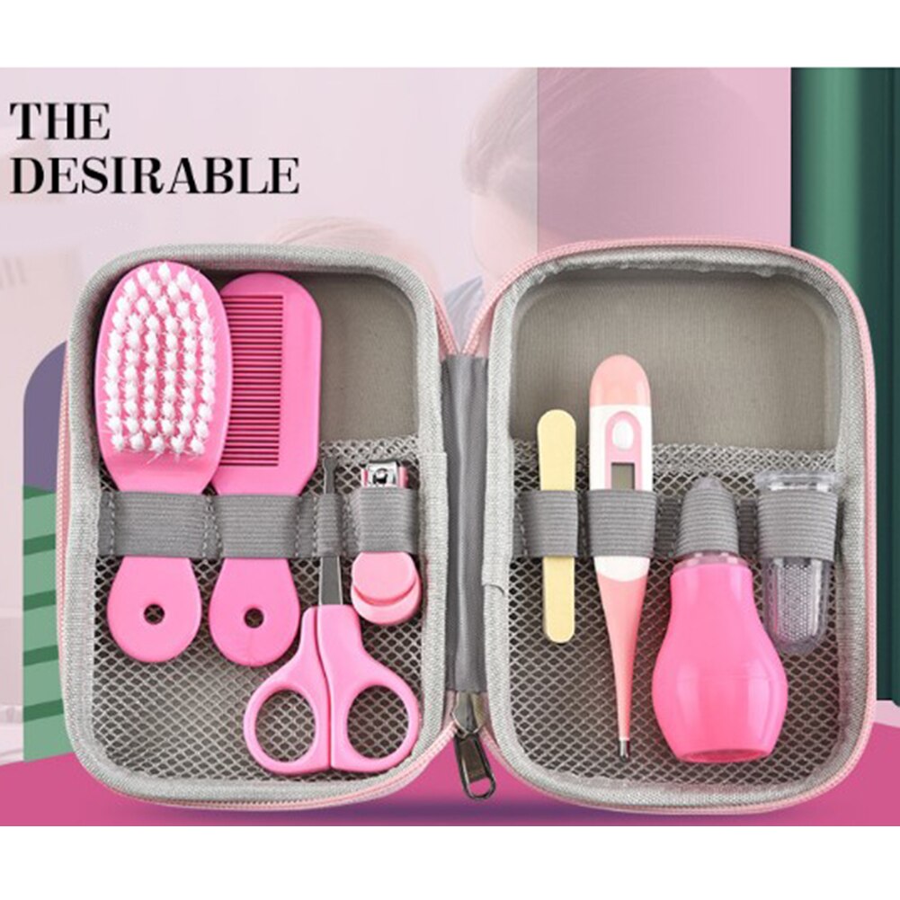 8pcs/set Baby Health Care Kit Portable Newborn Baby Grooming Kit Nail Clipper Scissors Hair Brush Comb Safety Care Set